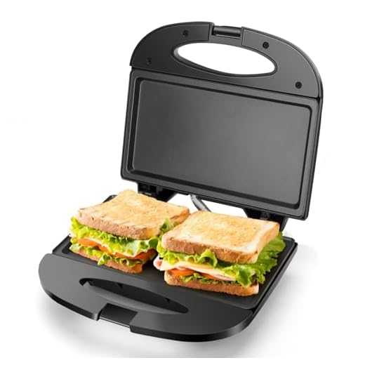 Aigostar Sandwich Maker with Non-stick Deep Grid Surface for Egg, Ham, Steaks Compact Electric Grill Black, ETL Certificated, Roy