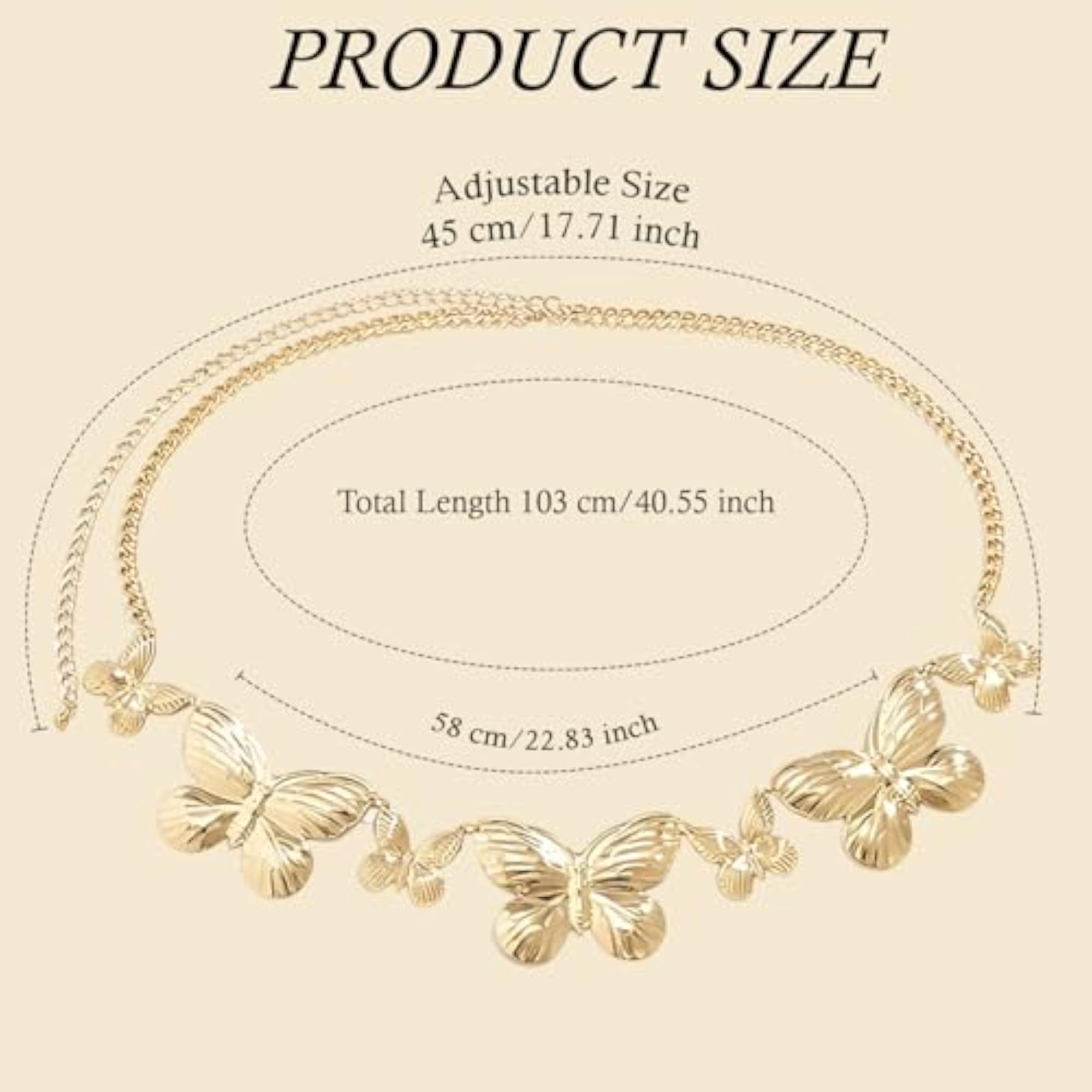 Women's Metal Waist Chain with Butterfly Pendant, Stylish Accessory