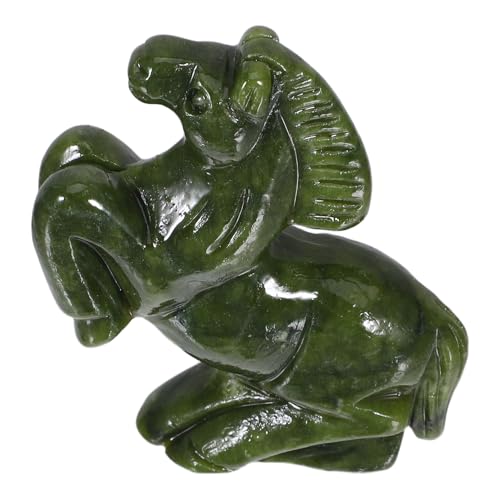 ULTECHNOVO 南玉彫馬置物 年干支飾り 風水幸運招来 彫刻細工 豊かさ象徴 家 オフィス装飾用 繊細なデザインで成功と繁栄を祈願する文化的な縁