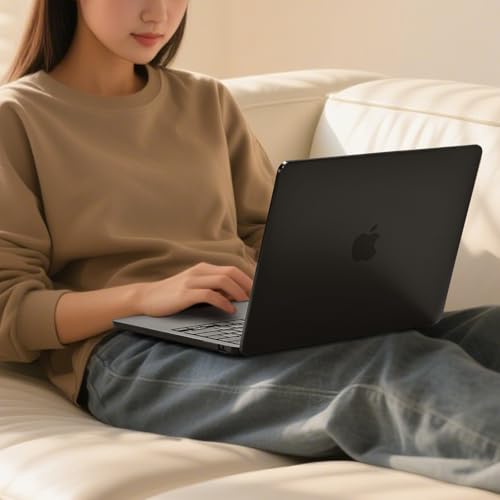 Image of EooCoo Compatible with MacBook Air 13 inch Case M5 2026-2022 M4 M3 M2 Model A3449 A3240 A3113 A2681, Mac Air 13.6 inch Hard Shell & Keyboard Cover & Screen Film & Type-C, Matte Black