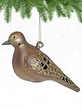 Cobane Studio Mourning Dove Ornament - Hand Blown Glass - Hand Painted Bird Ornament for Christmas Trees and Home Decor