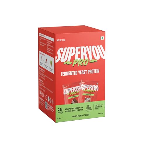 Image of Superyou Pro Fermented Yeast Protein Isolate Assorted Box (Pack of 5) | 24g Protein | Higher Absorption than Plant Protein | Superior Muscle Recovery | Gut Friendly | Vegan Protein | PDCAAS of 1-180g