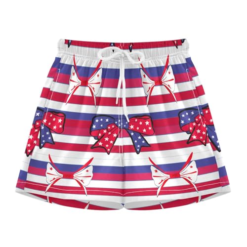 Independence Day American Bows (3) Boys Swim Trunks with Compression Liner Quick Dry Bathing Bottom Kids Beach Shorts3