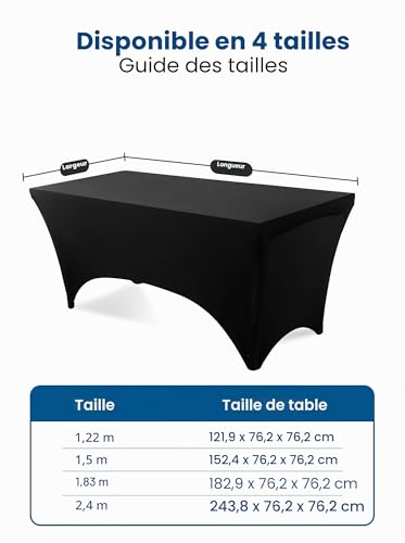 Nappe de table extensible en polyester spandex de haute densité lot de 2 noir 152cm - 4