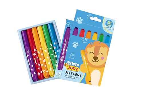 Jovi MY FIRST 1206 Lot de 6 feutres super lavables pour enfants à pointe arrondie Felt Pen Couleurs assorties