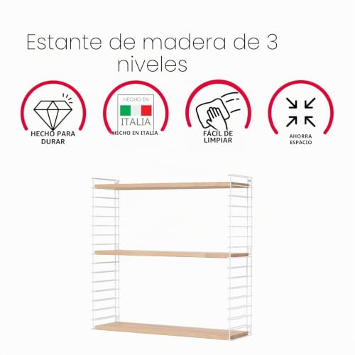 Estantería Modular de Pared Blanco y Madera Estante Flotante 70cm 4