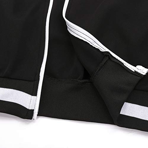 Ziuwabor Sweatsuits For Men 2 Piece Men's Tracksuit Set Striped Sweatshirt Jogger Sweatpants Casual Solid Patchwork Sports Suit (Xxxl, Black White) (Papioix-1) #TOP3