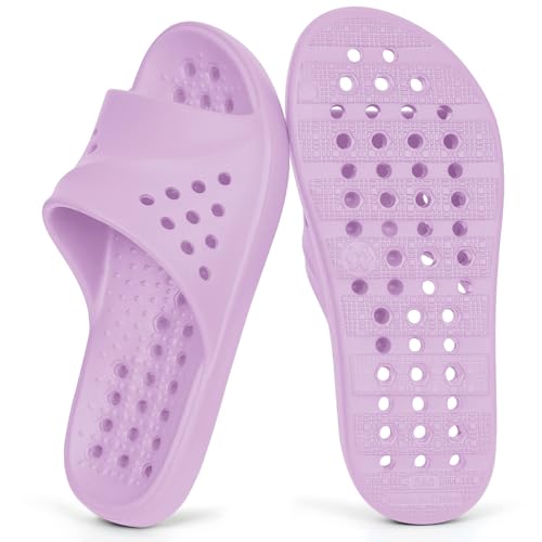 Shower Shoes for Womens Mens Massage Pool Slides with Arch Support Quick Drying Beach Sandals Non Slip Summer Bathroom Indoor House Slippers with Drain Holes
