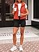 AUTOMET Women‘s Cropped Puffer Vest, Y2K Inspired Sleeveless Gilet for Fall Winter Spring, Casual to Street OuterwearOrange S