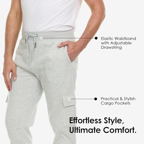 3 Pack: Men's Fleece Cargo Jogger Active Athletic Sweatpants with Pockets2