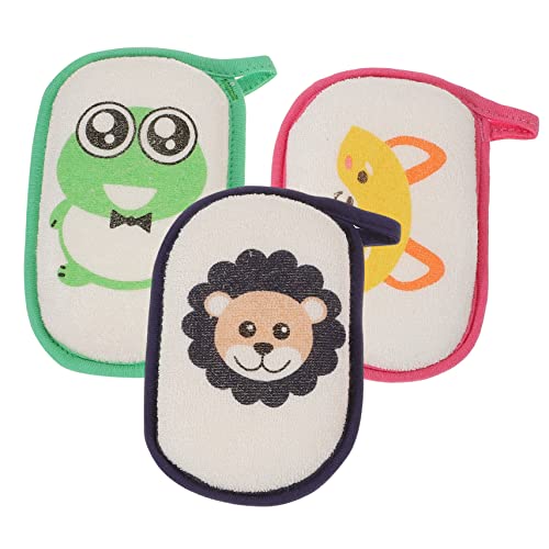 UKCOCO 3 piezas Esponja Infantil de Baño con Diseño de Dibujos Animados para Recién Nacidos Esponja Suave y Absorbente para Baño Divertido y Limpieza