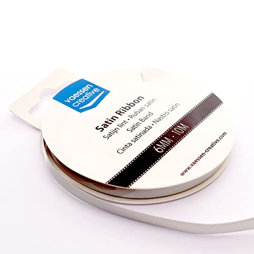 Vaessen Creative Ready to Start Cinta de Raso Doble, Plateado, Plata, 6MM x 10M, 10