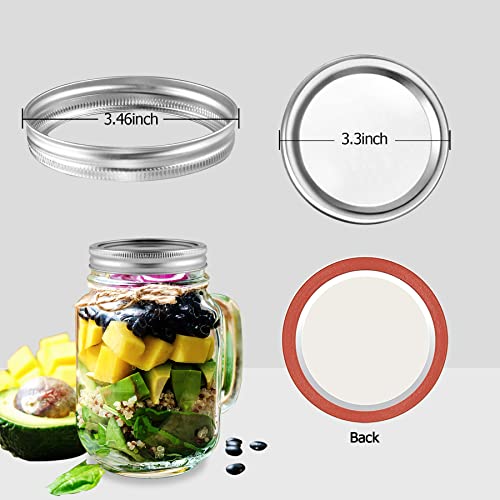 Canning Lids 130Pcs Mason Jar Lids Wide Mouth Canning Lids Anti-Rust And Reusable Jar Lids Caps Leak Proof Airtight Split-Type Lids Silver Canning Flats With Silicone Seals Rings Food Grade Eco-Friendly Material Fit & Airtight Perfect For Cans Food(3.3Inches/ 86Mm) #TOP1