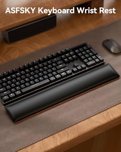 ASFSKY Handgelenkauflage für Tastatur, Wrist Rest Handballenauflage Tastatur in Nussbaum-Optik, Handauflage für Büro, Computer, Laptop, lindert Schmerzen im Handgelenk und komfortables Tippen