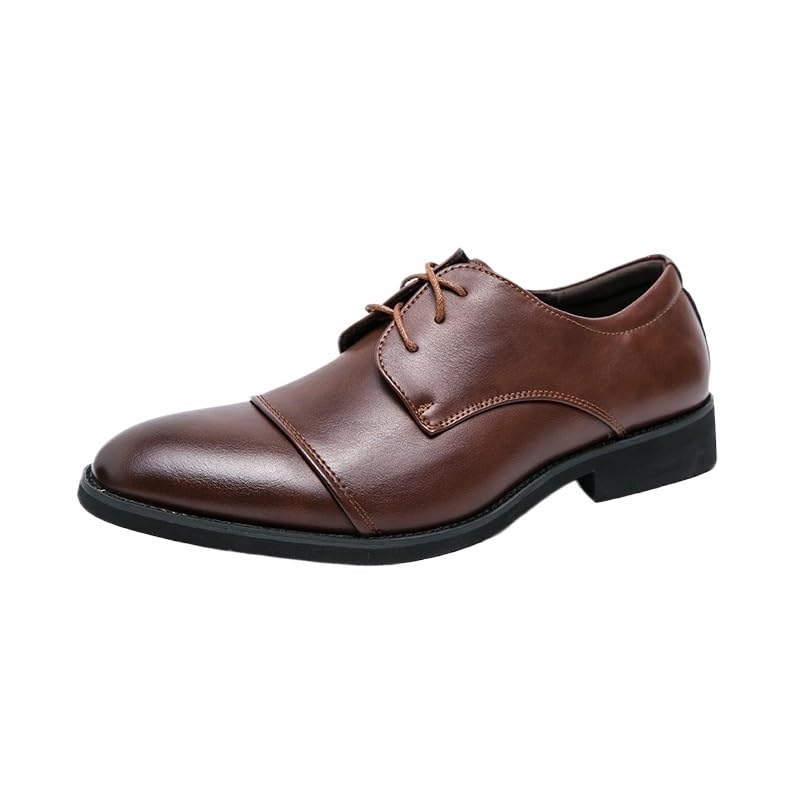 Men's Dress Oxford Formal Shoes Burnished Leather Brogue Office Prom Wedding Tuxedo Heel Non Slip Anti-Slip Low Top Rubber Sole Shoe Fashion Lace Up