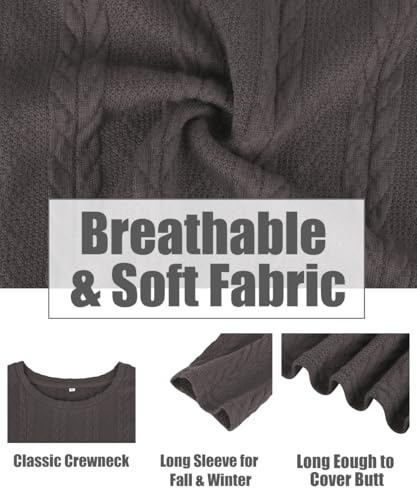 Image of CARCOS Womens Plus Size Tops Basic Fall Cable Knit Sweaters Long Sleeve Shirts Crewneck Lightweight Tunic Tops XL-5XL