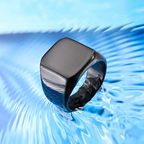 INBLUE Personalized Signet Ring Engraving Color Picture/Black Picture/Blank Custom Photo for Men Women Memorial Stainless Steel Jewelry Bundle with Ring Size Adjusters3