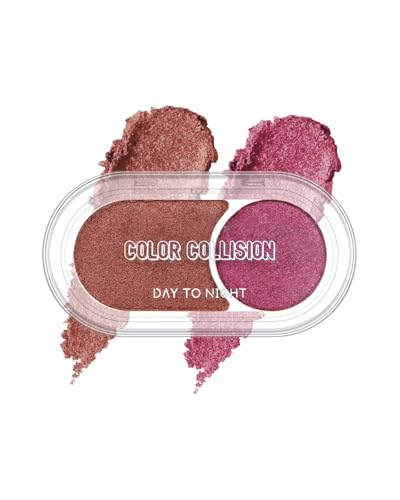 2 Couleurs Palette Fard a Paupiere, Rose Paillettes Fards à Paupières, Longue Tenue Highly Pigmented Ombre a Paupiere, Imperméable Résistant Transpiration, Cadeaux Maquillage pour Les Yeux Femme-04