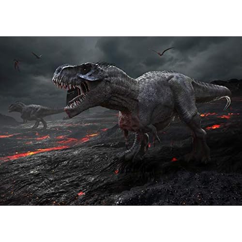 wandmotiv24 Fototapete T-Rex Dino in Lavalandschaft, XS 150 x 105cm - 3 Teile, Fototapeten, Wandbild, Motivtapeten, Vlies-Tapeten, Dinosaurier Natur M6016