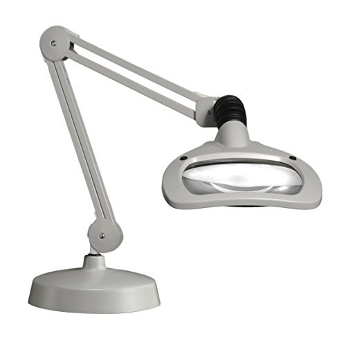 Luxo 18947LG Wave LED Illuminated Magnifier, 30" Arm, 5 Diopter, Weighted Base, Light Gray