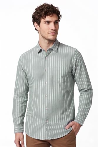 Image of Van Heusen Men Cotton Modern Fit Casual Oxford Stripes Shirts| Effortless Ironing | Superior Fit