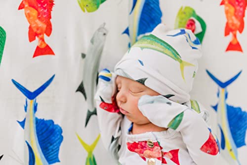 Fish Fitted Crib Sheet, Made From Viscose From Bamboo And Spandex Material, Fits Standard Crib And Toddler Mattresses, By Florida Kid Co. #TOP4