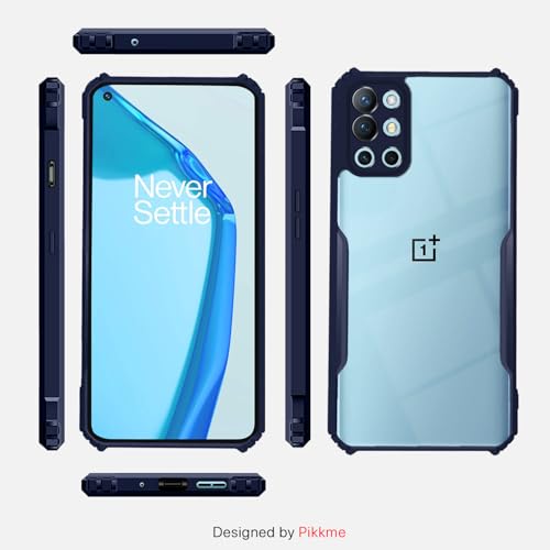 Image of Outlouders Back Cover for OnePlus 9R 5G | Ultra Hybrid Transparent | Full Camera Protection | Raised Edge | Crystal Clear Bumper Case (Blue)