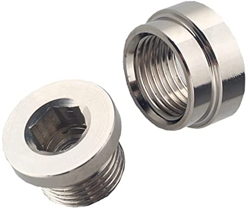 HYAT 2 Pairs O2 Sensor Bung Universal Stainless Steel M18 M18-1.5 Weld Oxygen Air Fuel Ratio Meter (2 Bungs/2 Plugs)