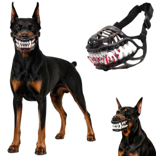 Hell Hound Monster Muzzle for Large Dogs – Scary Latex Design with Adjustable Straps – Perfect for Halloween to Deter Barking and Chewing