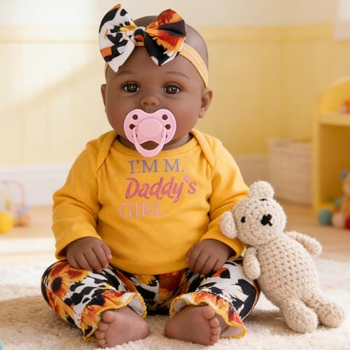 EKOKIZ Muñeca Reborn Africana 18 Pulgadas con Atuendo miniatura 1