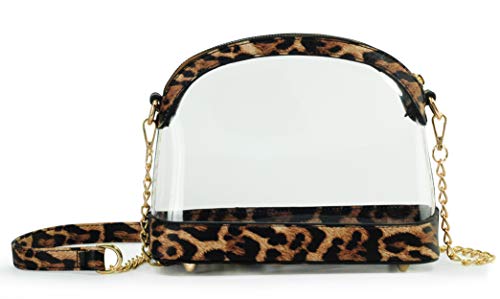 Clear Cross Body Bag with Vegan Leather Trim Stadium Approved Women Shoulder Handbag