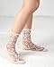 Campsis Women Sheer Ankle Socks, Fashion Ruffle Sheer Socks, Floral See Through Sock
