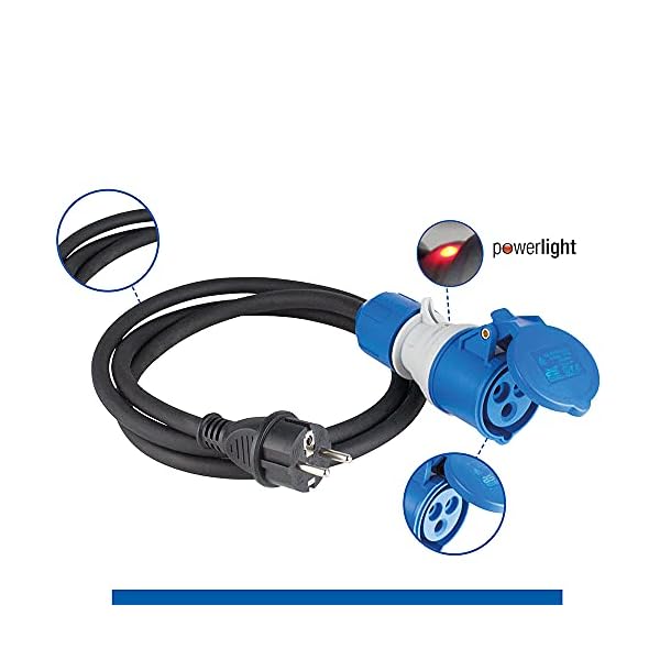 as - Schwabe CEE Camping Adapterleitung 1,5m, CEE-Kupplung 3-polig mit powerlight Spannungsanzeige… – Bild 4