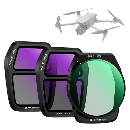 K&F Concept 3Pack ND PL Filter Set for DJI Air 3S CPL ND8 ND16 Neutral Density Polarizer Multi-Function Filters Drone Lens Accessories HD Optical Glass/Multi-Coated/Gimbal Safe