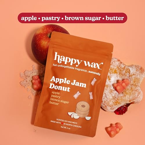 Image of Happy Wax Apple Collection: Natural, Non-Toxic Scented Soy Wax Melts - Total 6oz Variety Pack: Apple Harvest, Apple Jam Donut, Mulled Cider
