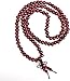 PWMENLK 108 Mala Beads Bracelets Meditation Necklace 3pc 8mm Wood Prayer Beads Buddhist Wooden Necklace for Men and Women(red black white)