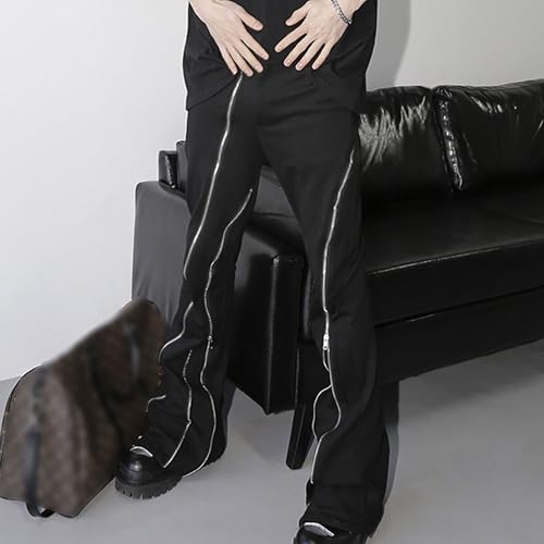 Men's Fashion Zipper Streetwear Jeans Relaxed Fit Casual Hip Hop Denim Pants Washed Baggy Bell Bottom Jeans2