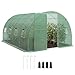 Outsunny Serre Tunnel de Jardin 12m², Serre de Jardin Tunnel 295x400x200cm avec Cadre en Acier galvanisé, Porte et 8 fenêtres, pour extérieur, Toutes Saisons, bâche PE Haute densité 140 g/m² Vert
