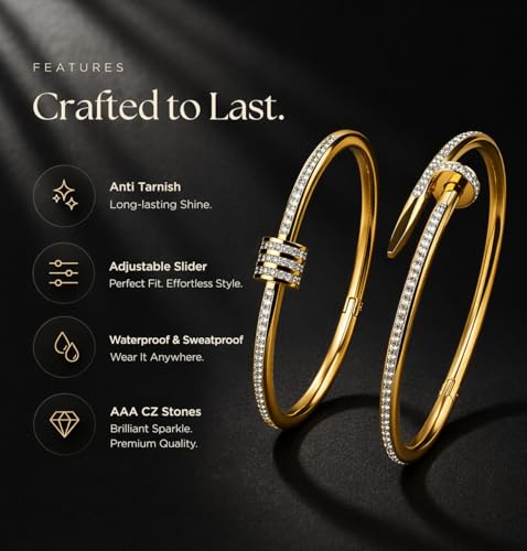 Image of MEENAZ bracelet for women Stylish Bangles for women Bangle set 2 pcs Anti Tarnish Bracelet for girls gold Kada for Women Accessories Anti Tarnish Jewellery Stainless Steel Cuff Bracelet gifts Combo