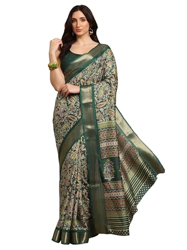 Image of Libas Printed Silk Blend Saree for Women With Unstitched Blouse Piece | Traditional Saree for Festive & Wedding