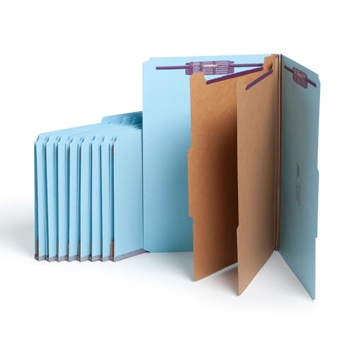 Smead Pressboard Legal Size File Folders with SafeSHIELD Fasteners, 2 Dividers, 2