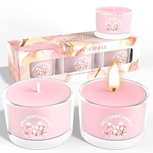 VALLYDOM Scented Candles Gifts for Women, Pink Candle Gift Set of Jasmine, Peach, 3 Soy Filled Votive Gifts for Women 30Hrs
