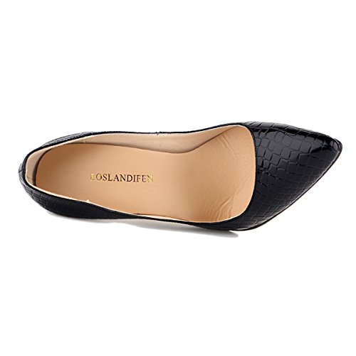 LOSLANDIFEN Womens Shoes Closed Toe High Heels Womens Pointed Slender Stiletto Pumps (42 M EU/10 B(M) US, Black) - Thumbnail 4