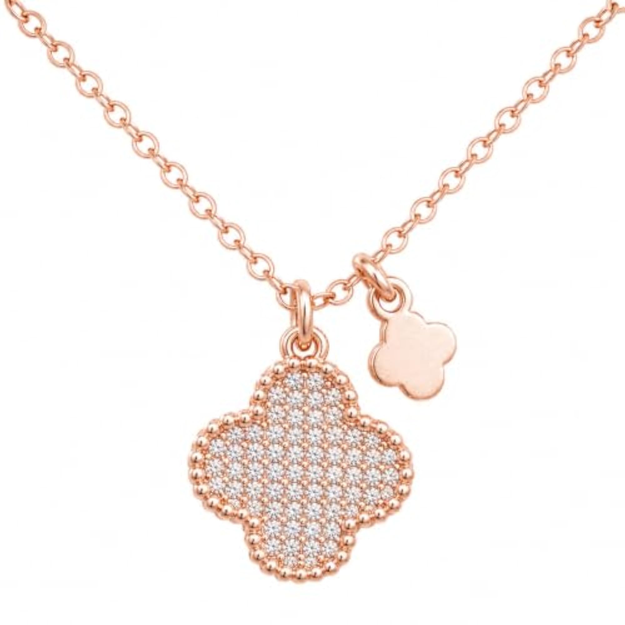Women's 925 Sterling Silver Reversible Clover Pendant Necklace