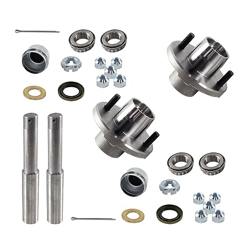 1409KMT Trailer Axle Kits with 4 on 4\" Bolt Idler 1\" Hub & Round Bt8 Spindle - Set of 2