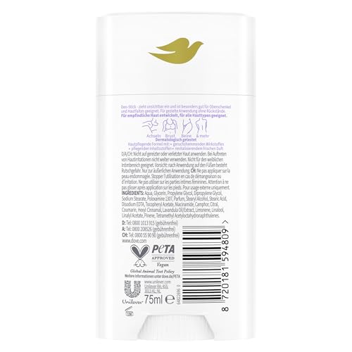Dove Whole Body Deo Lavendel- & Kamillenduft Deo-Stick mit 0% Aluminiumsalze für Achseln, Brust, Beine und mehr 75 ml – Bild 4