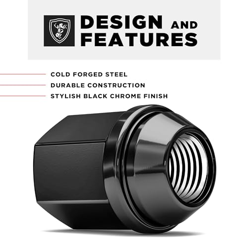 White Knight M14x1.5 Lug Nuts for Select GM and CDJR, Solid Piece Factory Style Black Chrome Standard (1.56\") Duplex Bulge Acorn - 1709DBK-24AM, 24 Pack