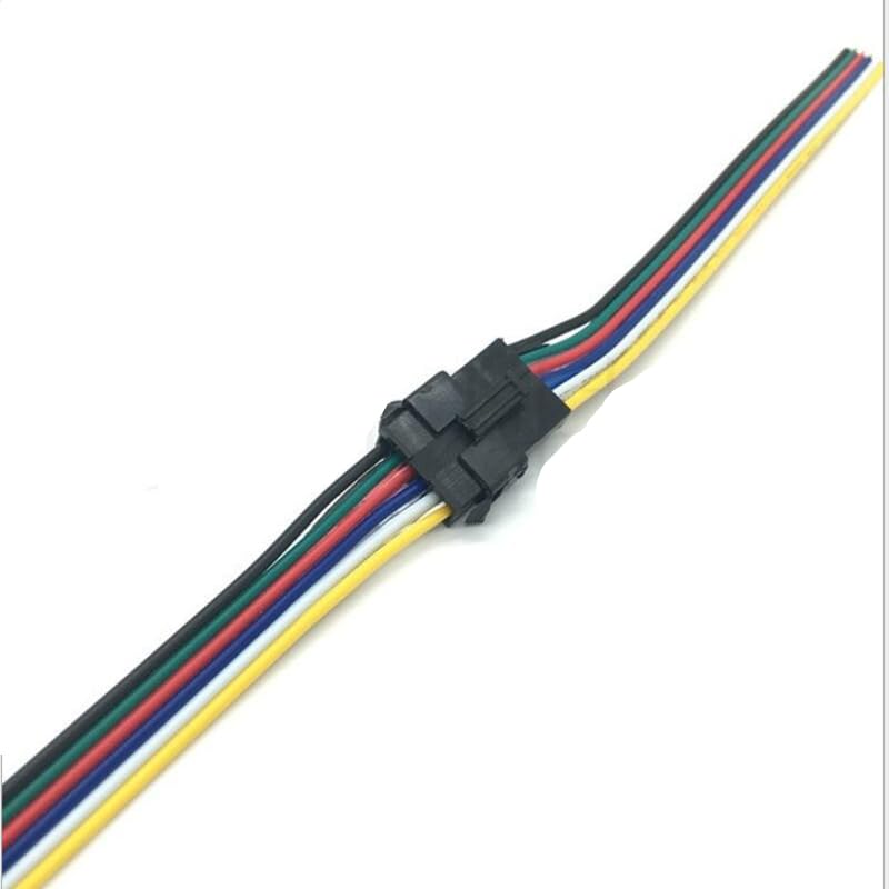 10~100Pairs 6pin JST SM Male Female Plug LED Connector Cable with 15cm Long Wire for 5050 SMD RGBW+CCT LED Strip - (Color: 100 Pairs, Pins: 6p)