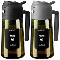 SWEET VIEW 2PCS Olive Oil Dispenser and Sprayer 16oz/470ml Glass Light-Proof Pour Bottle, Kitchen Gadgets Accessories for Air Fryer, Cooking, Salad, and BBQ