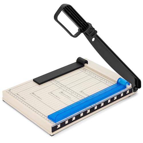 JEFURE Papierschneider A4 Manuelle Hebelschneider, Schneidemaschine Papier bis zu 12 Blatt Papier, Hoher Präzision Schneidemaschine Mit Schutzvorrichtung für Karten, Fotos, Papiers, Karton